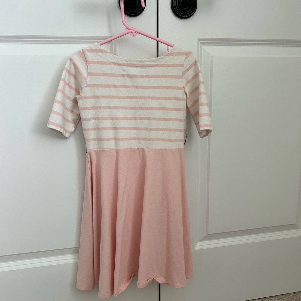 Hope & Henry girls pink and white stretchy dress.